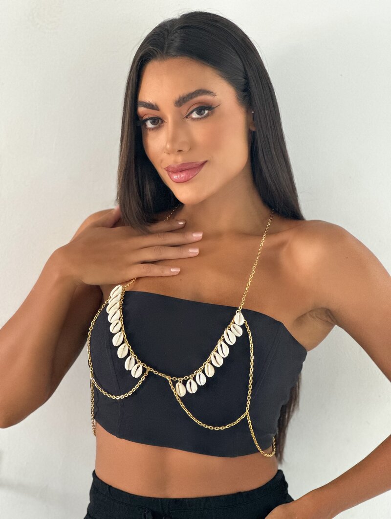 Body Chain Folheado a Ouro 18k com Búzios Naturais