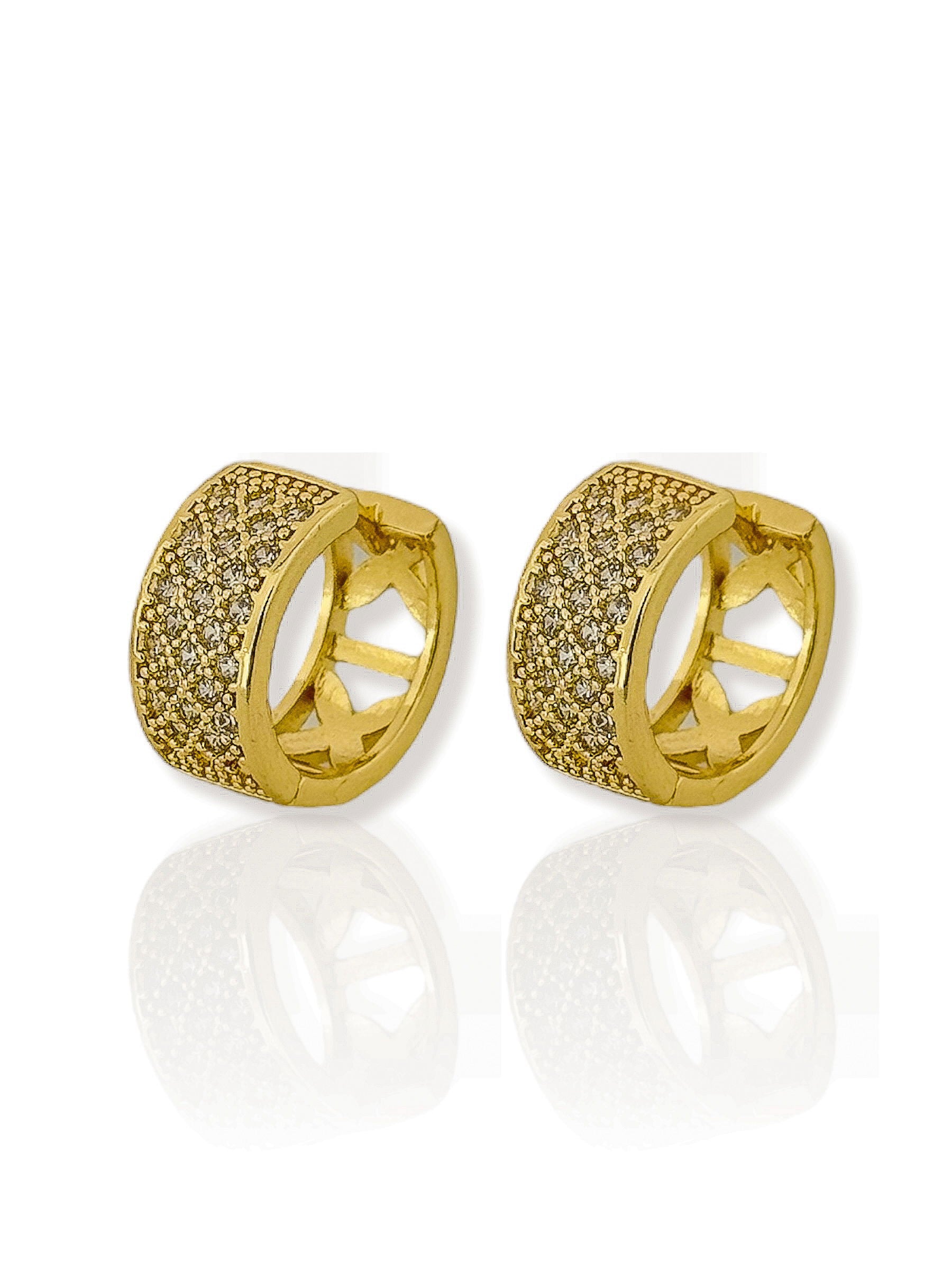 Brinco Folheado a Ouro 18k e Prata Argola Cravejada