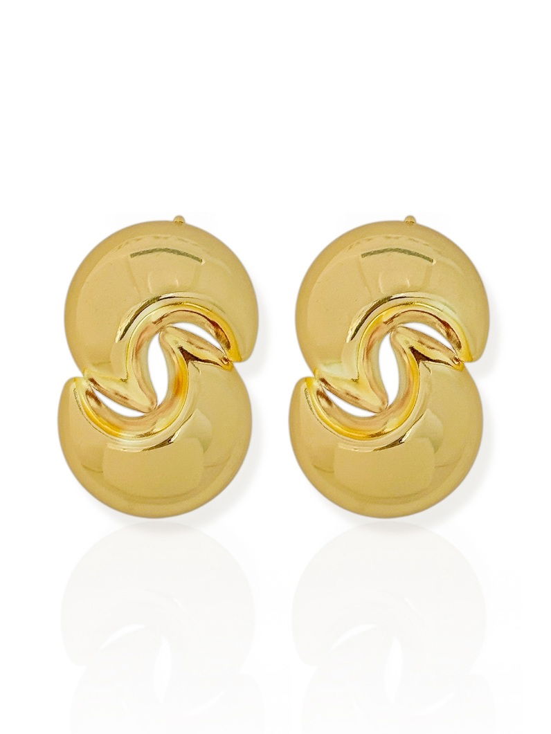 Brinco Folheado a Ouro 18k e Prata Dupla Lua Crescente