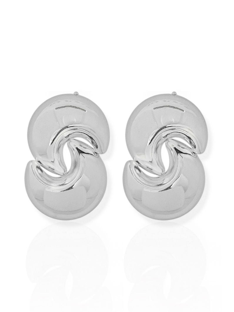 Brinco Folheado a Ouro 18k e Prata Dupla Lua Crescente
