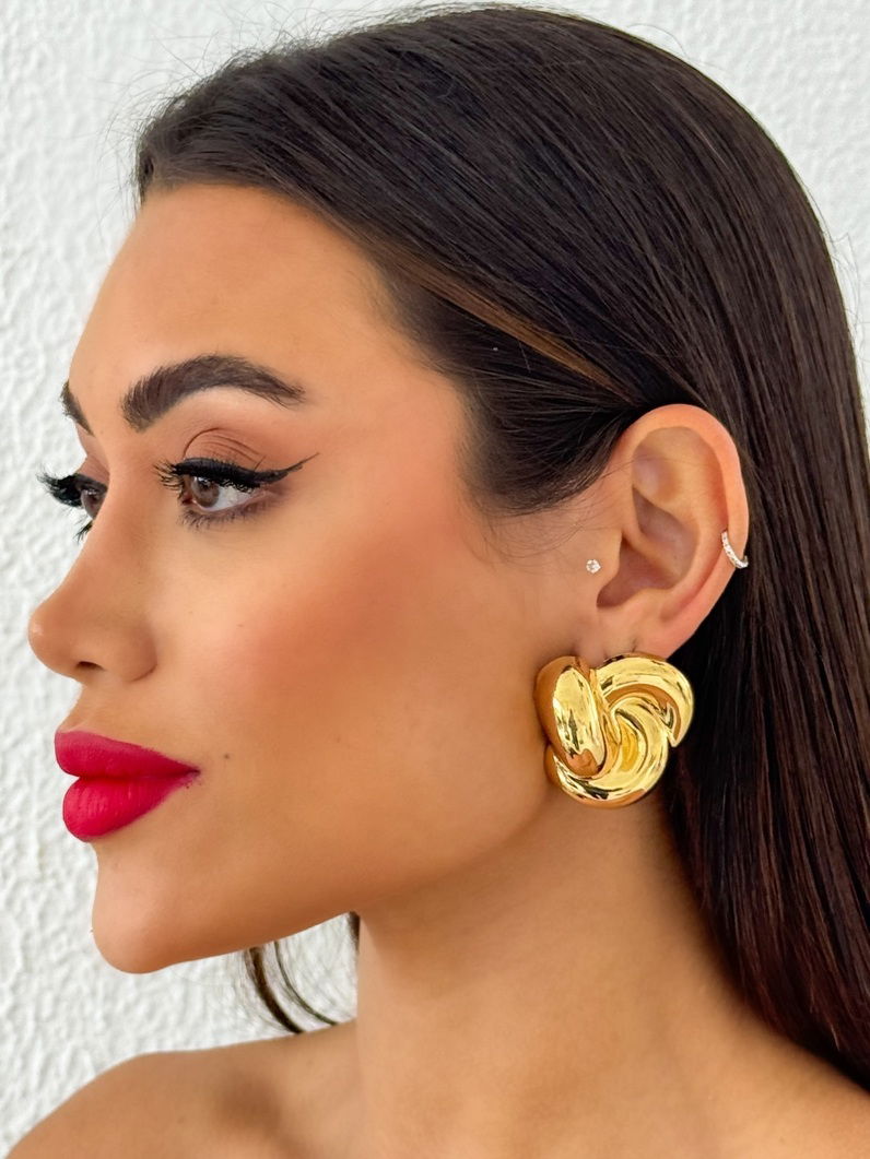 Brinco Folheado a Ouro 18k e Prata Fios Entrelaçados Maxi