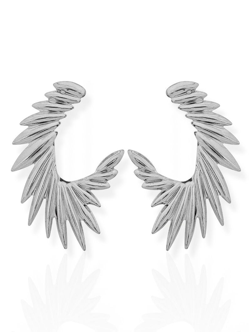 Brinco Folheado a Ouro 18k e Prata Folhas Longas