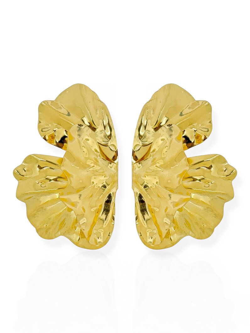 Brinco Folheado a Ouro 18k e Prata Meia Folha