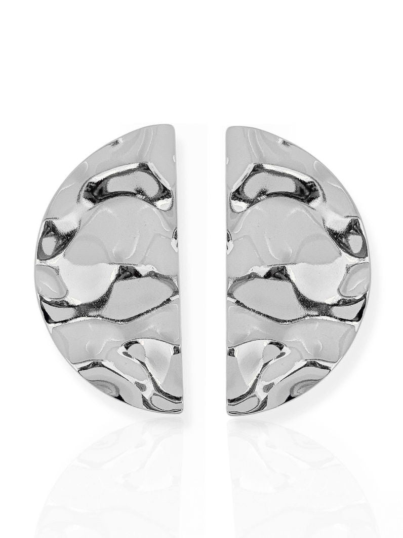 Brinco Folheado a Ouro 18k e Prata Meio Circulo Martelado