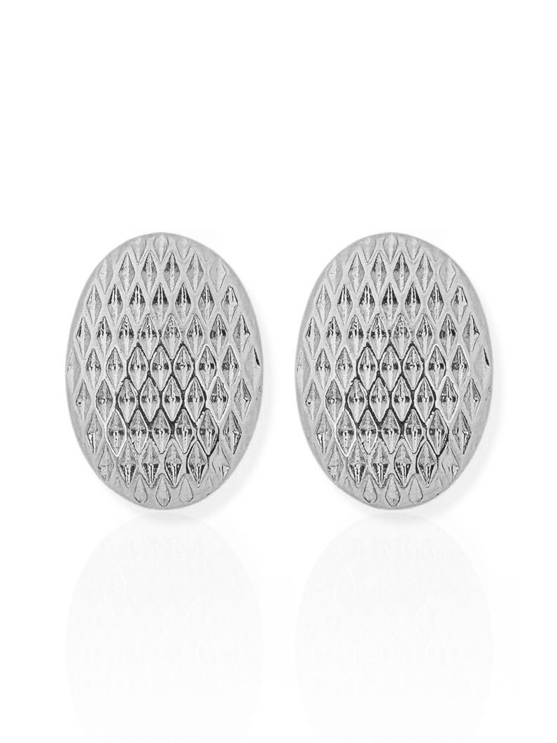 Brinco FOlheado a Ouro 18k e Prata Oval Texturizado