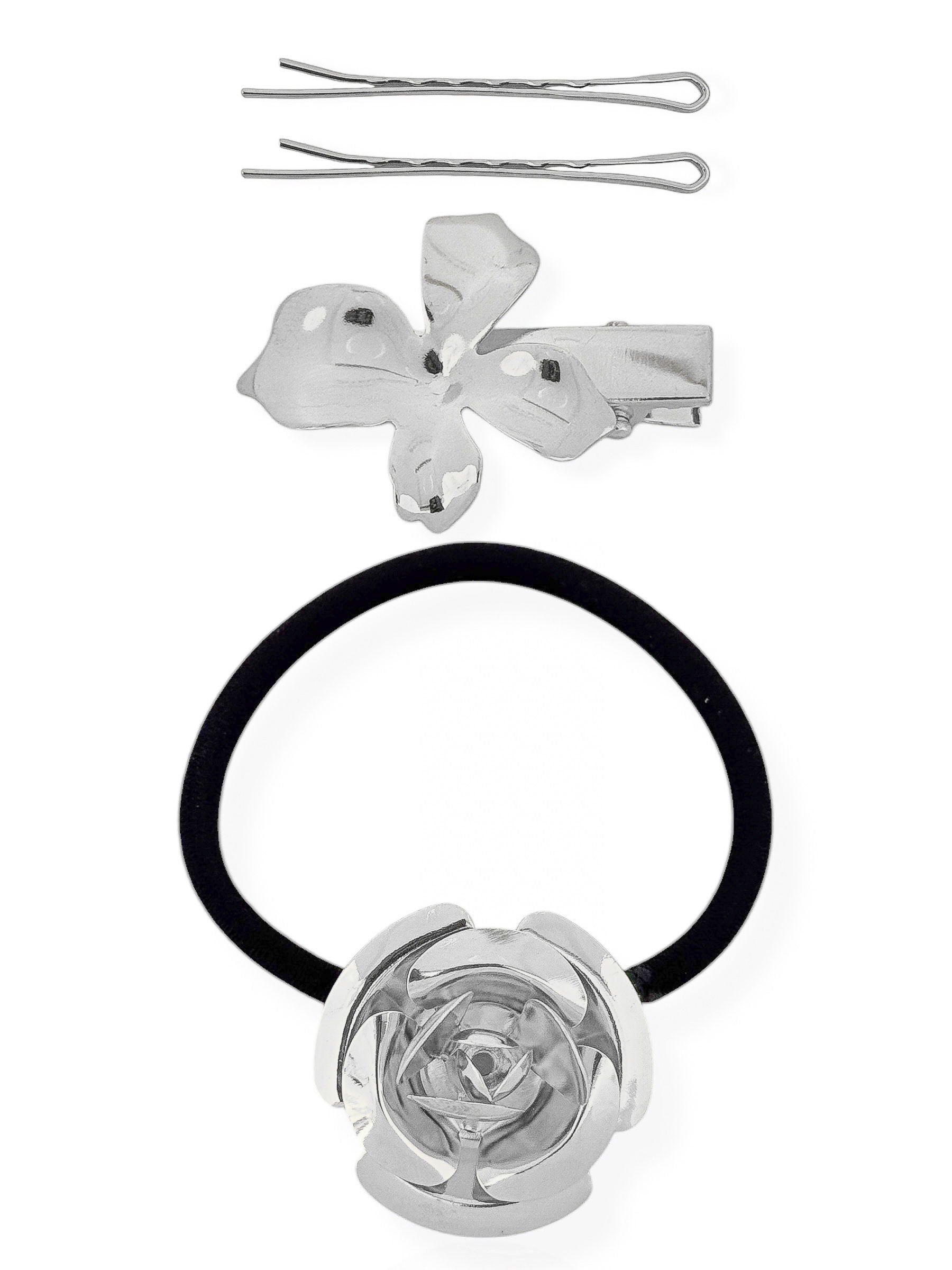 Kit Presilha Ouro 18k e Prata Com Botton e Flor