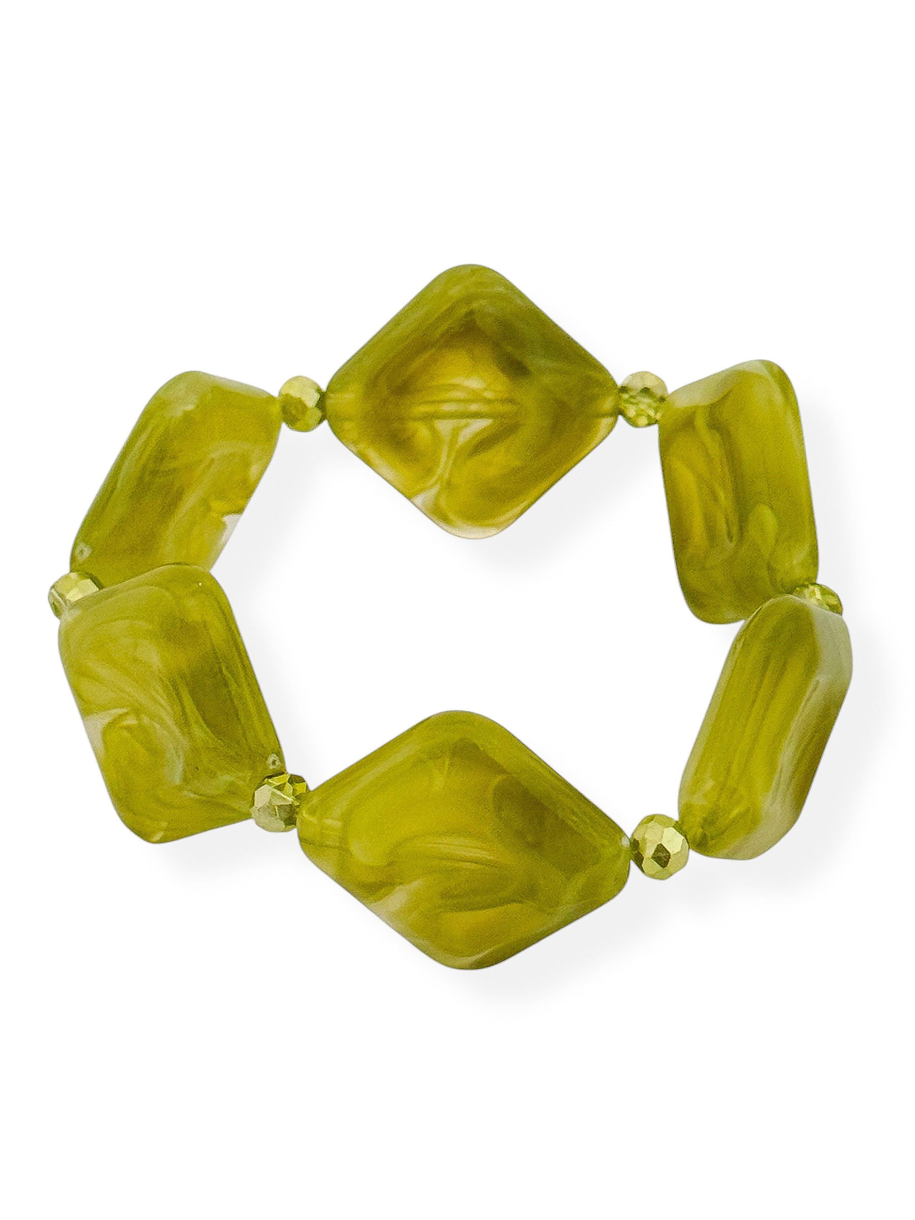 Pulseira Quadrados Resinados Com Argola Folheado a Ouro 18k