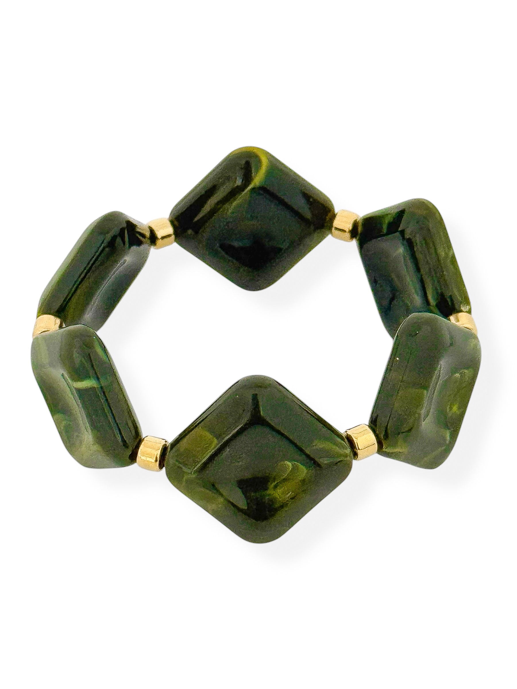Pulseira Quadrados Resinados Com Argola Folheado a Ouro 18k