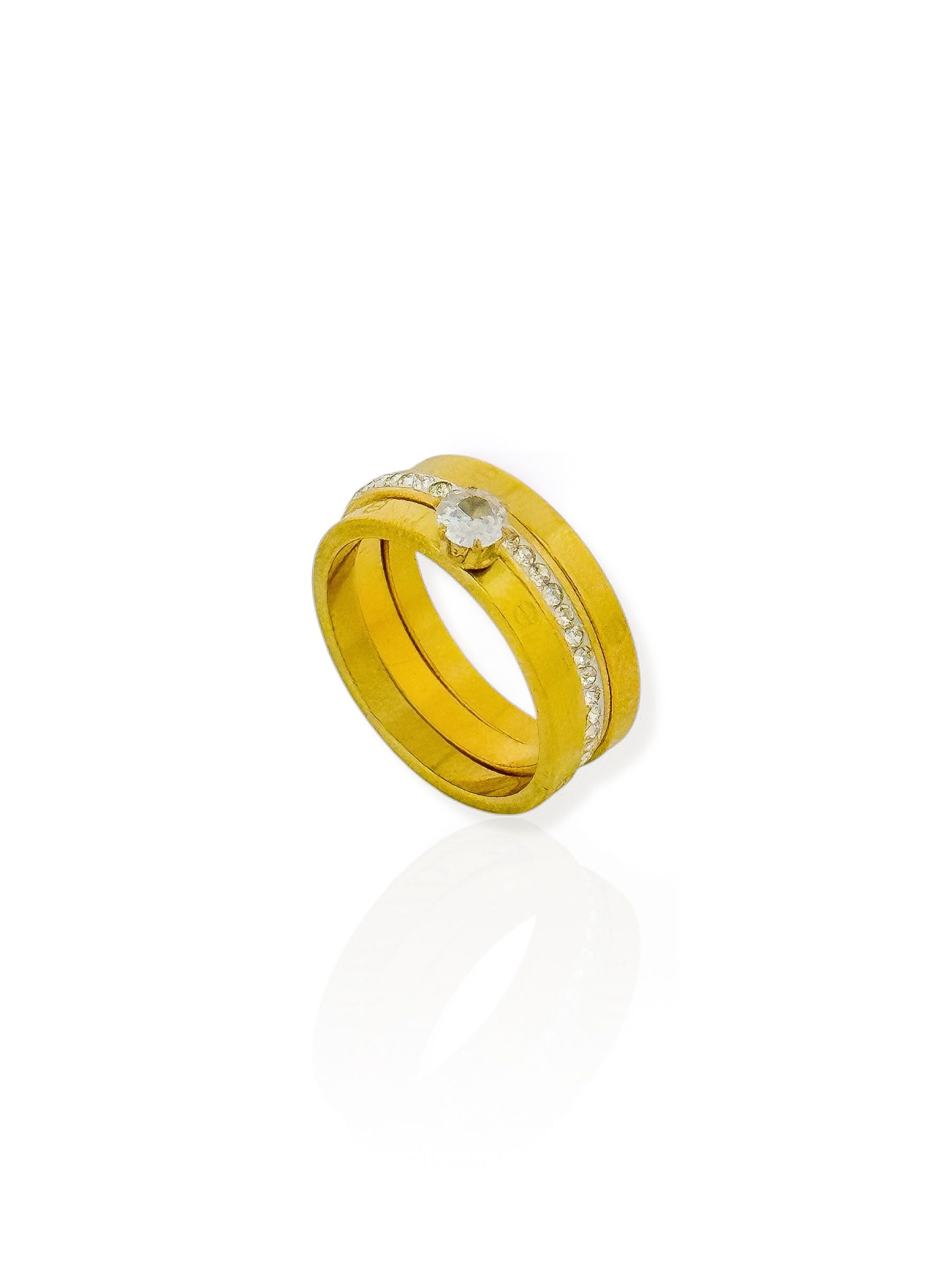 Trio de Anéis Folheado a Ouro 18k Com Zircônia